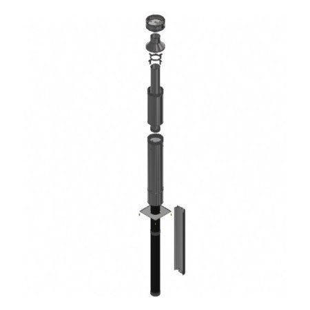 Flue Kit 150dia 3.6M `Warmington 1800mm Black Hi-Temp With Double Reflector
